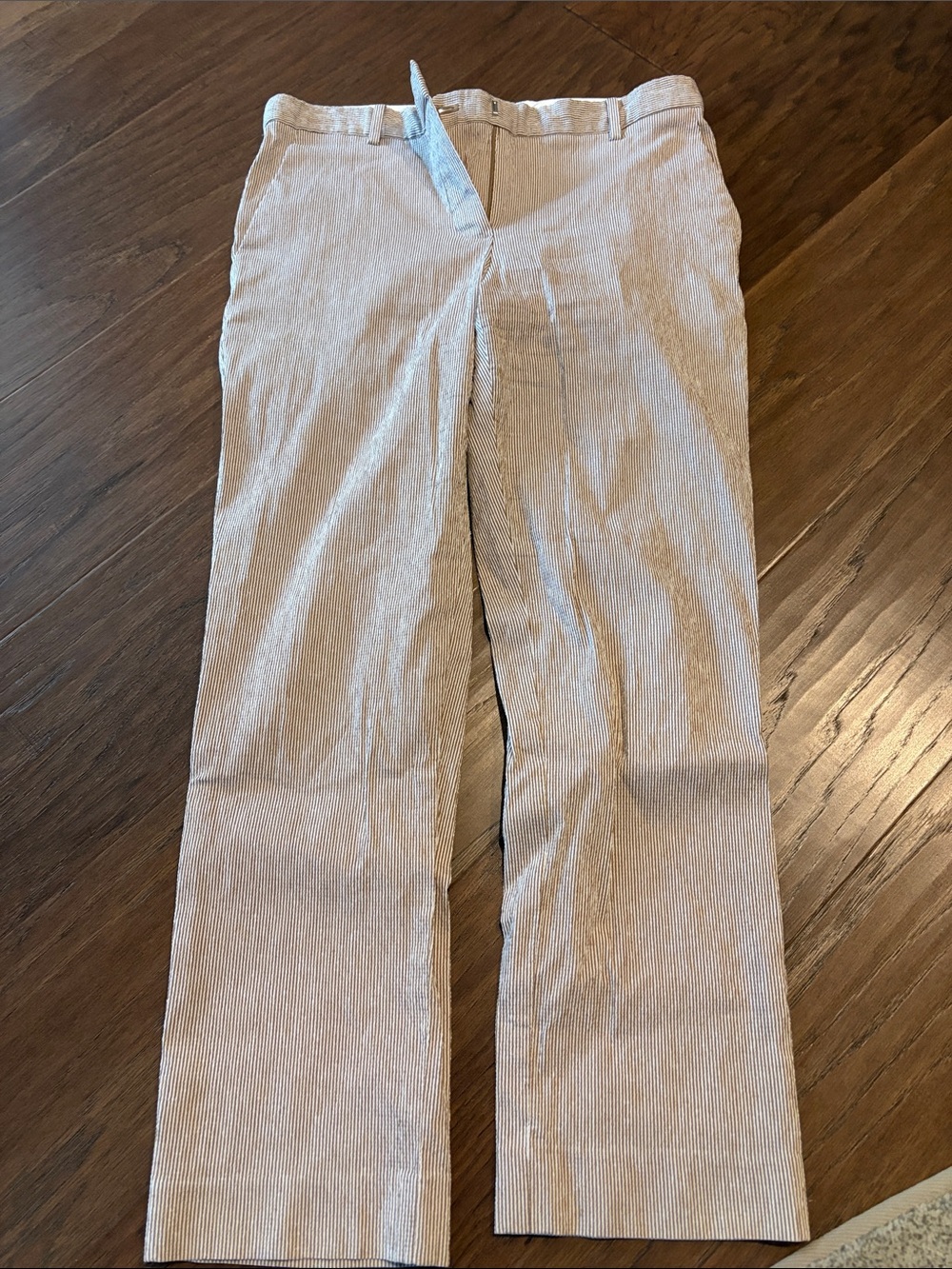 Theory Women's Light Beige Pinstripe Trousers